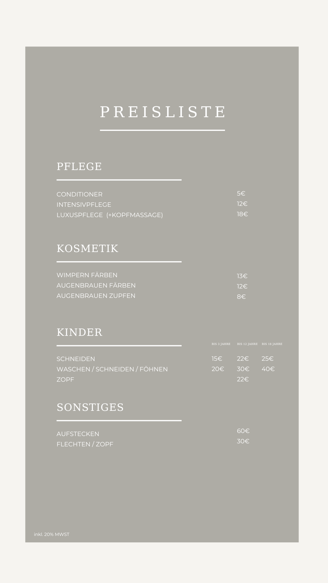 price list 5